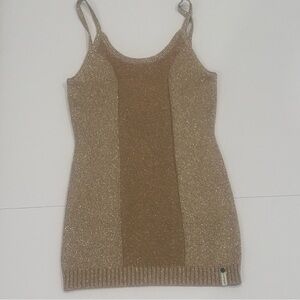 One Teaspoon Gold Metallic Sparkly Mini Dress. Small.